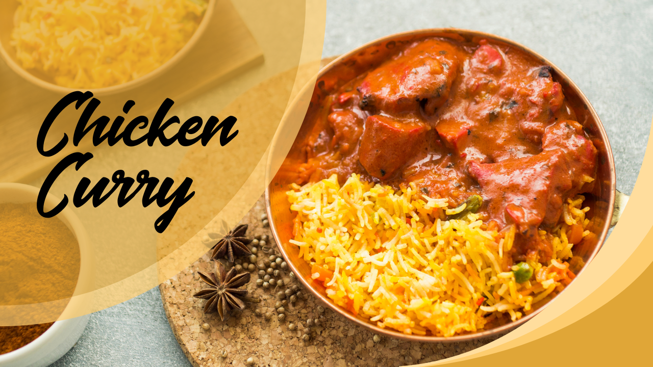 Yellow and Gold Decorative How To Make Chicken Curry YouTube Thumbnail